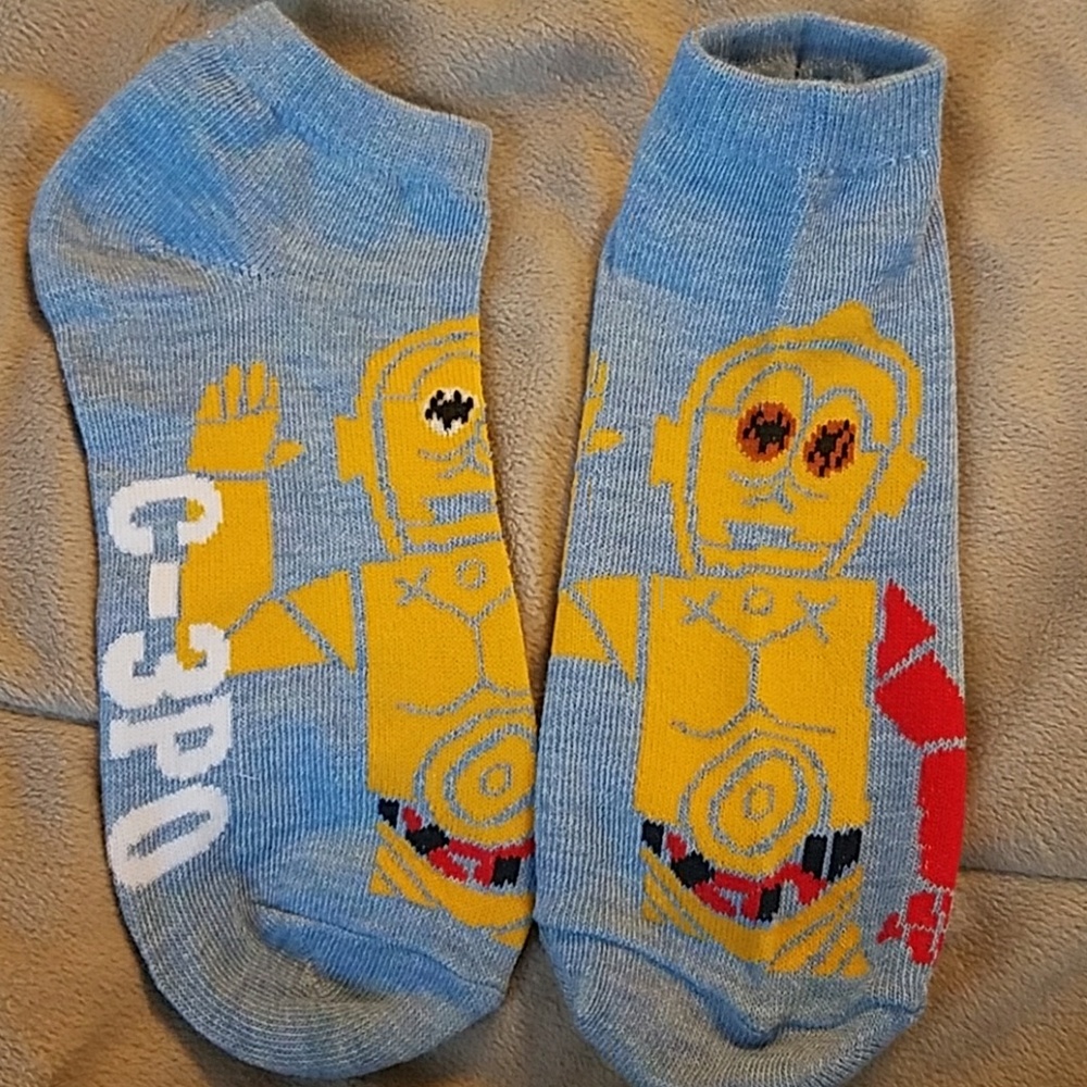 Women's C-3PO star wars ankle socks blue